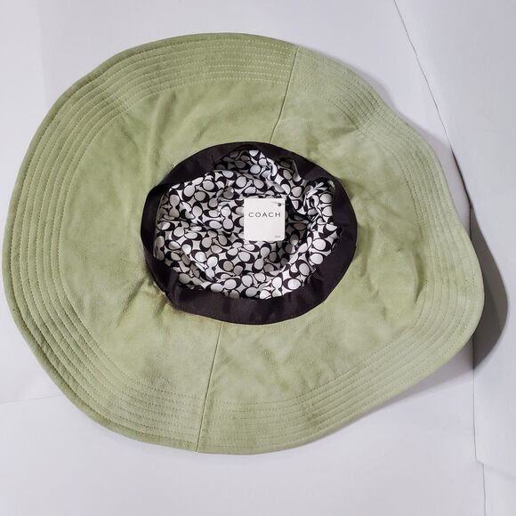 Vintage Coach Suede Leather Floppy Hat Signature Jacquard Lining Y2K NWT RARE main image 5